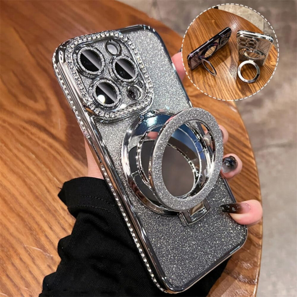 Glitter Diamond Makeup Mirror Phone Case For Iphone Purple 9087558731823