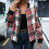 Damen Flanell-Karo-Shacket Langarm-Freizeitjacke Rot 4