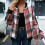 Damen Flanell-Karo-Shacket Langarm-Freizeitjacke Rot 2