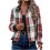 Damen Flanell-Karo-Shacket Langarm-Freizeitjacke Rot 5