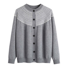 Cardigã feminino de tricô com bordado de urso, gola redonda, frente aberta – estilo outono/inverno (tamanho único)