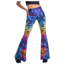 Dame Casual Tie-Dyed Stribede Prints Flare Leg Bukser Lange Skinny Bukser