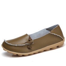 Buty damskie z okrągłą główką, płaskie, codzienne, mokasyny, miękkie, codzienne, pojedyncze, buty typu peas, khaki, damskie, 40