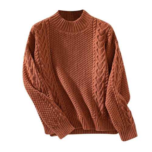 Damen-Pullover, einfarbig, langärmelig, Stehkragen