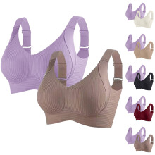 Soutien-gorge de sport, soutien-gorges pour femmes sans armatures, lot de 2 soutiens-gorge de sport sans armatures, maintien léger et sans coutures