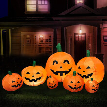 Zestaw nadmuchiwanych dyń na Halloween o średnicy 2,2 m (7 szt.), dekoracja do wnętrz na Halloween, nadaje się do użytku wewnątrz