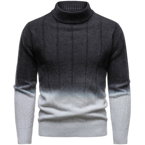 Pull de Noël à col roulé ajusté et dégradé pour homme 1