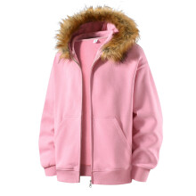 lulshou Hættetrøjer til mænd Ensfarvet kraftig hættetrøje med lynlås og langærmet sweatshirt, afslappet varm top, L