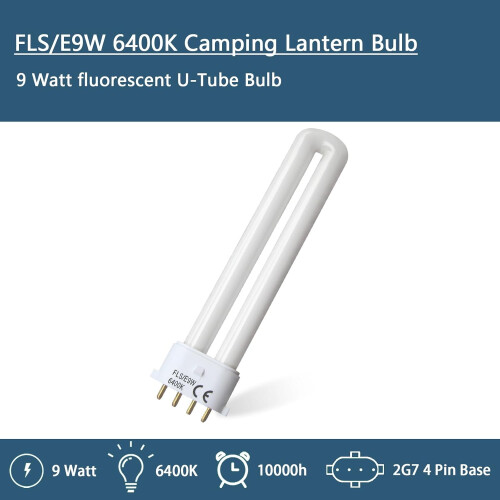 Λαμπτήρας φαναριού κάμπινγκ FLS/E9W6400K, αντικατάσταση για λαμπτήρα φθορισμού 9W, 4 2