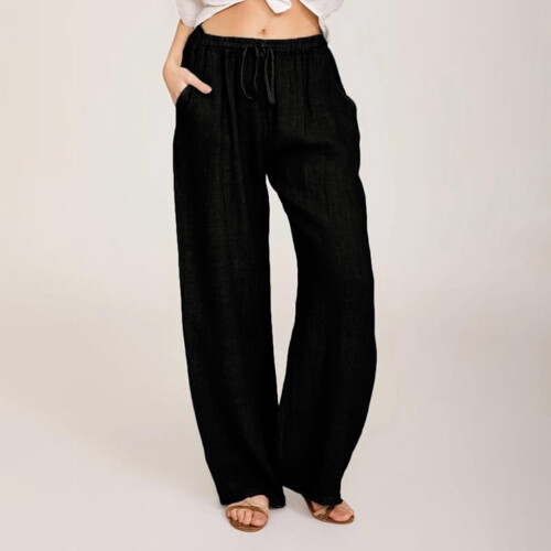 UTTOASFAY Γυναικείο Παντελόνι Γυναικείο Casual Μονόχρωμο Παντελόνι Βαμβάκι Λινό