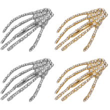 Haarclip met strasssteentjes en skeletmotief voor in de hand, Halloween-haarspeld voor meisjes, doodskop