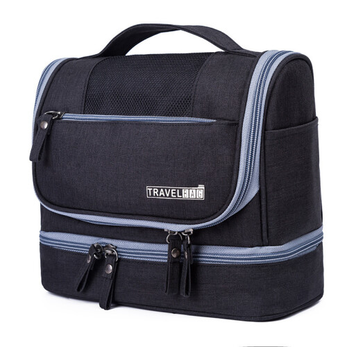 Bolsa de higiene suspensa com separação seco/molhado e tecido Oxford 600D Black