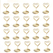 45mm Herzförmige Memo Clips - 20er Pack Metall Notizhalter für Hochzeitstischkarten Gold