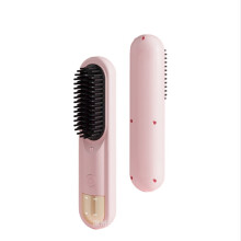 Spazzola lisciante ionica senza fili - Liscia e arriccia, antiscottatura, ricaricabile Pink