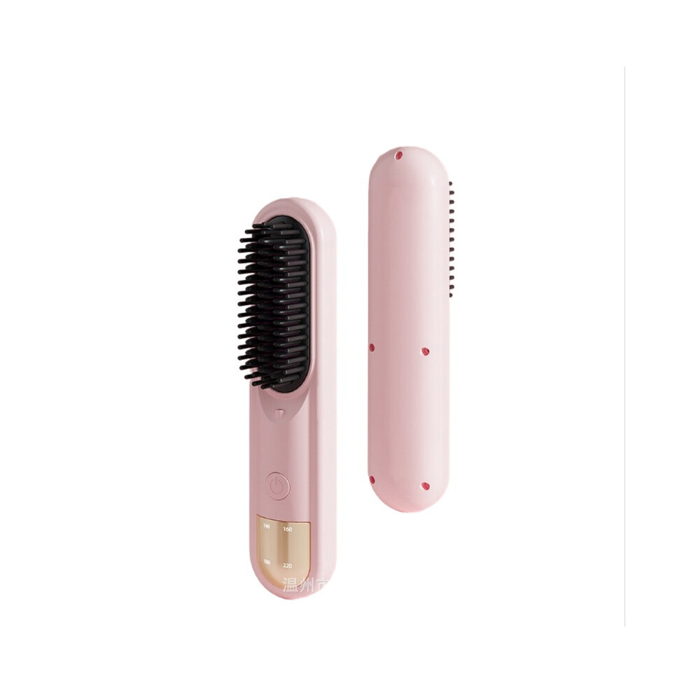 Inf Pink Wireless Ionic Hair Straightener Brush - Straight & Curl, Anti-Scald, Rechargeable