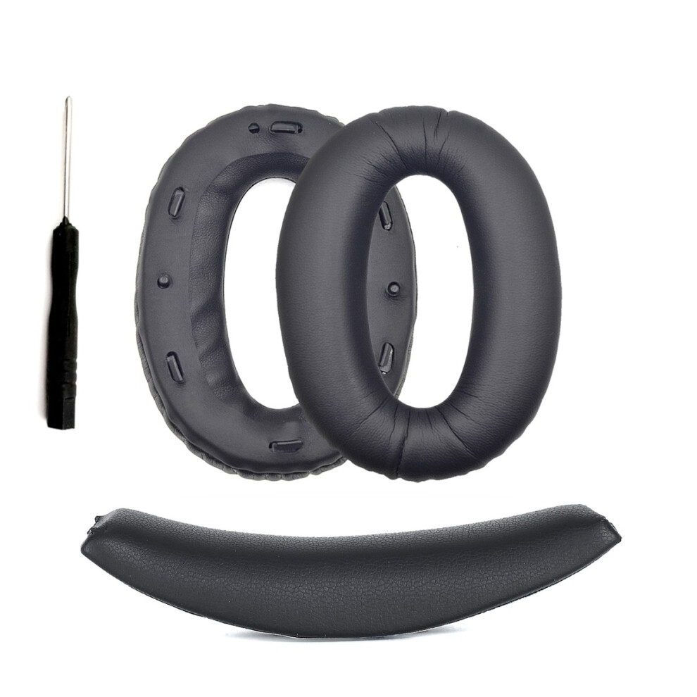 Replacement Ear Pads And Headband Set Compatible With Sony Wh-1000Xm2 / Mdr-1000X - Repair Parts Black 7314281341275