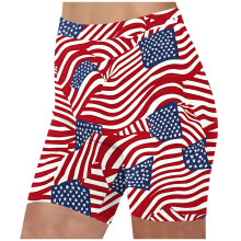 Dames yoga shorts met Independence Day print - Hoge taille, sneldrogend, hardloop- en gymlegging voor 4 juli, modieuze fitness sportkleding