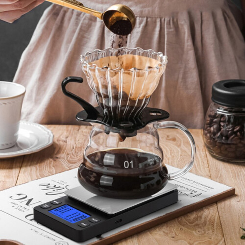Mini digitale koffieweegschaal oplaadbaar 2 kg/0,1 g Black 1