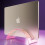 Support vertical en acrylique rose pour ordinateur portable MacBook, Surface et Dell. 1