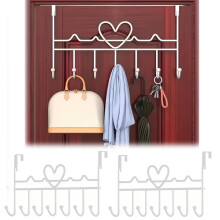Crochets de porte robustes, porte-serviettes/manteaux à 7 crochets (blanc, lot de 2) – Compatibles avec les portes standard