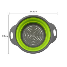 Passoire/égouttoir pliable rond en silicone pour fruits et légumes (1/2 pièce)