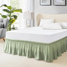 Jupe de lit Queen, élastique, retombée de 45,7 cm (18 po), compatible avec les lits ajustables, volant anti-poussière de qualité hôtelière