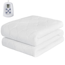 Surmatelas chauffant pour lit simple (190 x 99 cm), 10 niveaux de chaleur, arrêt automatique de sécurité, tissu matelassé doux, blanc