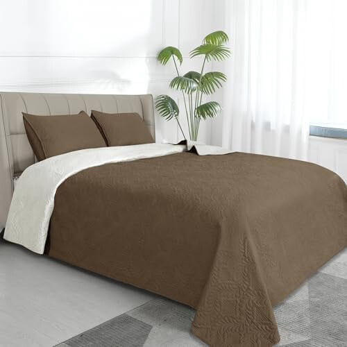 Quiltset med kuddfodral, geometrisk mikrofiber