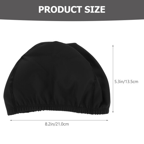Elastic Black PU Swimming Hat Water Resistant Swim Accessory 1