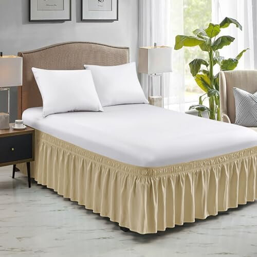 Sengeskørt i beige, hotelkvalitet, 60 cm 1