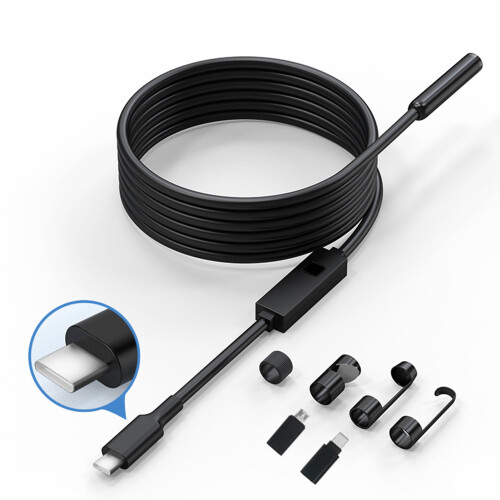 IP67 Waterproof Borescope with Snake Camera, 8 LED, 16.4ft Cable, iOS & Android Compatible 2