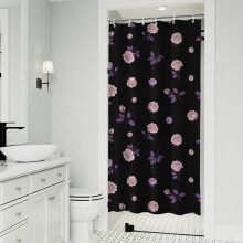 Cortina de chuveiro Pioneer Flower com estampa floral, 91 x 183 cm (36" x 72"), conjunto de cortina de chuveiro decorativa para banheiro com 12