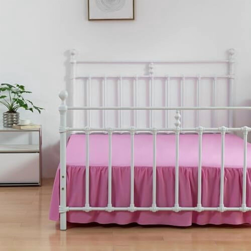 Φούστα κρεβατιού King Size με βολάν και σχισμένες γωνίες, φούστα κρεβατιού με βολάν 14 1