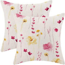 Linnen kussenhoezen met bloemenprint, 18x18 inch, set van 2