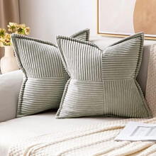 Housses de coussin en velours côtelé gris clair 50 x 50 cm (2 pièces)