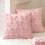 Conjunto de 2 capas de almofada com laço rosa, em imitação de lã e camurça. 1