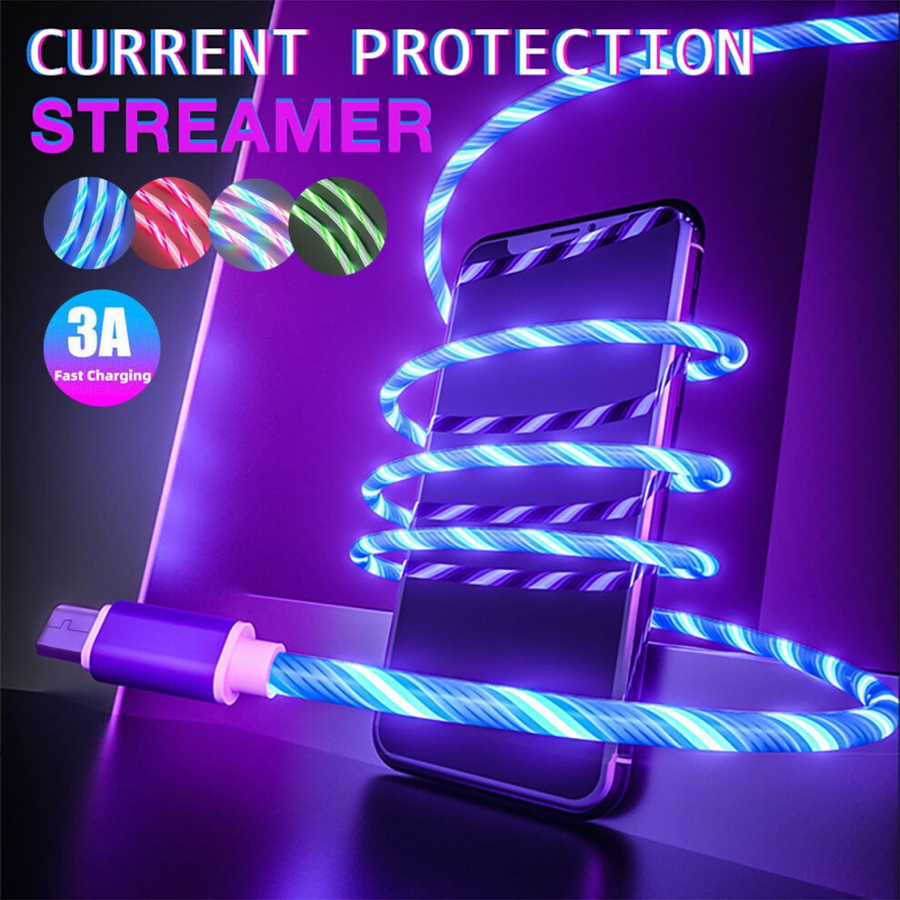 Glowing Led Charging Cable Â Micro Usb & Type-C, 2M, Compatible With Samsung, Xiaomi, Iphone (Ios) Light 9557311246296