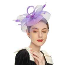 Miyuadkai Caps Tea Party Fascinator Kentuckys Derbys Hut Fascinator Pillbox Hut Stirnband für Schwanz Accessoire Lila