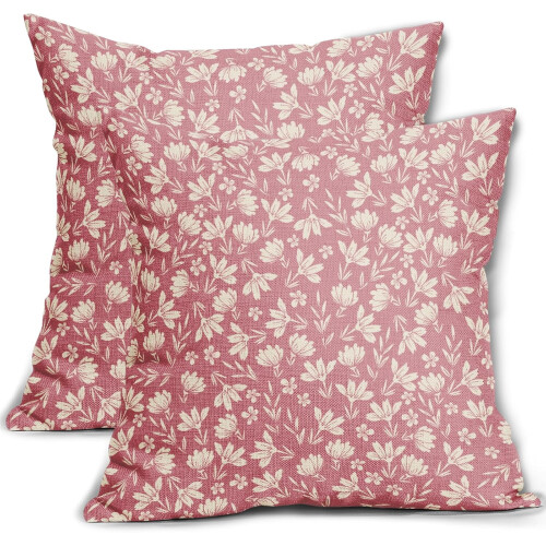 Fodere per cuscini floreali vintage, set da 2 pezzi, 45x45 cm, in lino
