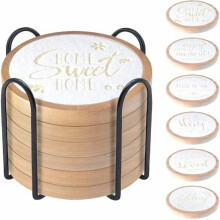 Ensemble de 5 sous-verres en bois, absorbants et antidérapants.