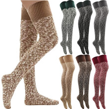 Calze invernali da donna sopra il ginocchio in maglia, stile vintage, extra lunghe, scaldamuscoli, calze sopra il ginocchio