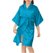 Mikilon Mädchen-Bademantel aus seidigem Satin, einfarbig, kurz, für Hochzeiten, Geburtstage, Partys und Spa-Besuche, für Kinder von 2-14 Jahren