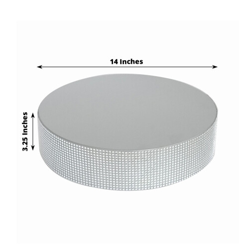 Suporte para bolo redondo de metal prateado com strass, 35,5 cm (14 polegadas) 2