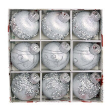 Christmas Ball Ornaments Set, 9pcs 3.15" Shatterproof Xmas Tree Balls, Silver Decor – Compatible with Standard Tree Hooks