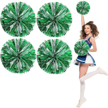 Pompones de porristas azul metálico con anillos para los dedos (paquete de 4)