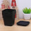 Black Square Plastic Planters with Trays 3-Pack 3