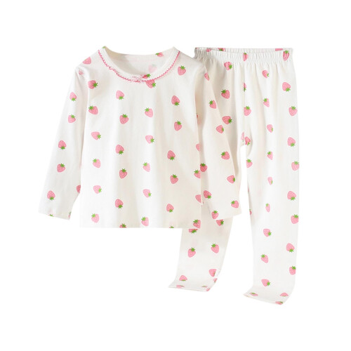 Kinderpyjama-Set mit Erdbeermuster aus weicher Baumwolle