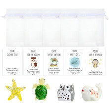 Ensemble de cartes de motivation en résine représentant des animaux – Tortues, hiboux et plus encore