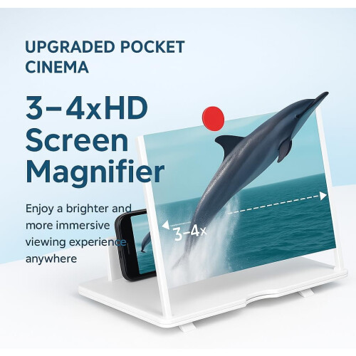 Μεγεθυντικός φακός Pocket Cinema2026 – Πτυσσόμενη οθόνη προβολέα 3D HD (10"-18") με 1