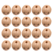 20PCS Smiling Face Wooden Doll Head Beads for Kids DIY Bracelet Necklace Crafts